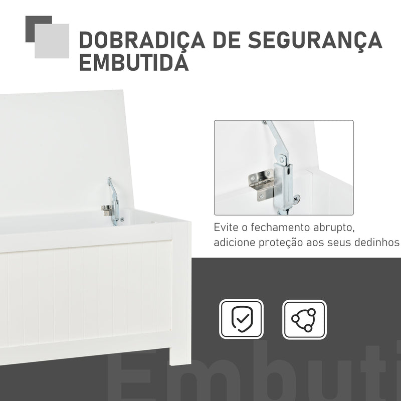 Armário de madeira para armazenamento de roupas brinquedos banco de armazenamento para sala de estar e banheiro carga de 20 kg branco 81 x 40 x 46 cm