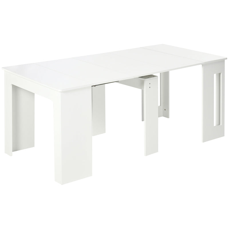 Mesa de Jantar Extensível para 4-6 Pessoas com Lateral Abatível Mesa Auxiliar Multifuncional para Escritório Cozinha Carga Máxima 60kg 180x85x75cm Branco