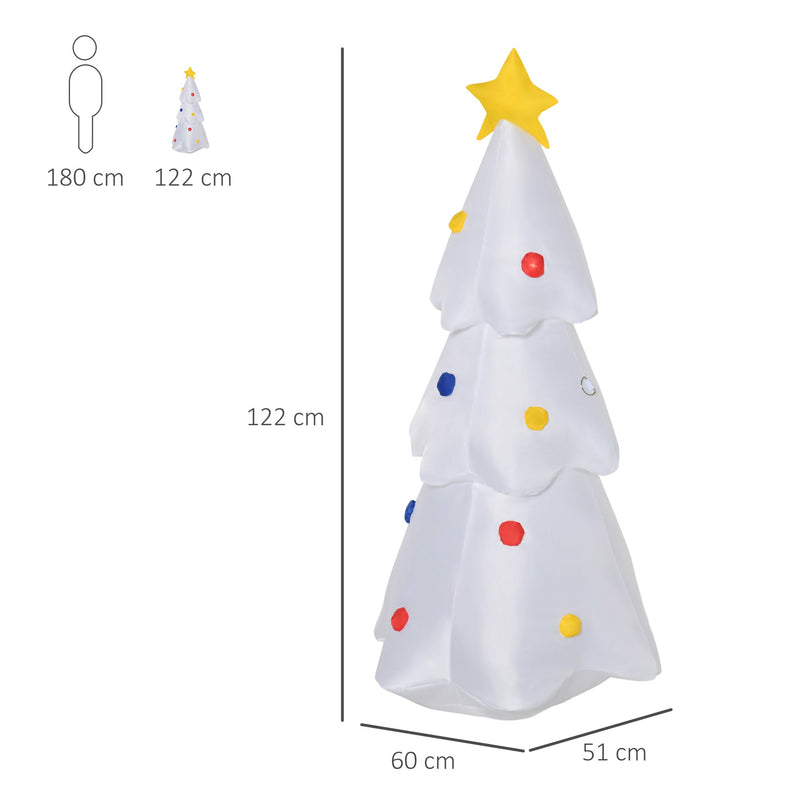 Árvore de Natal Inflável 122cm de Altura com Luzes LED e Inflador Decoração de Natal para Interiores Exteriores 60x51x122cm Branco