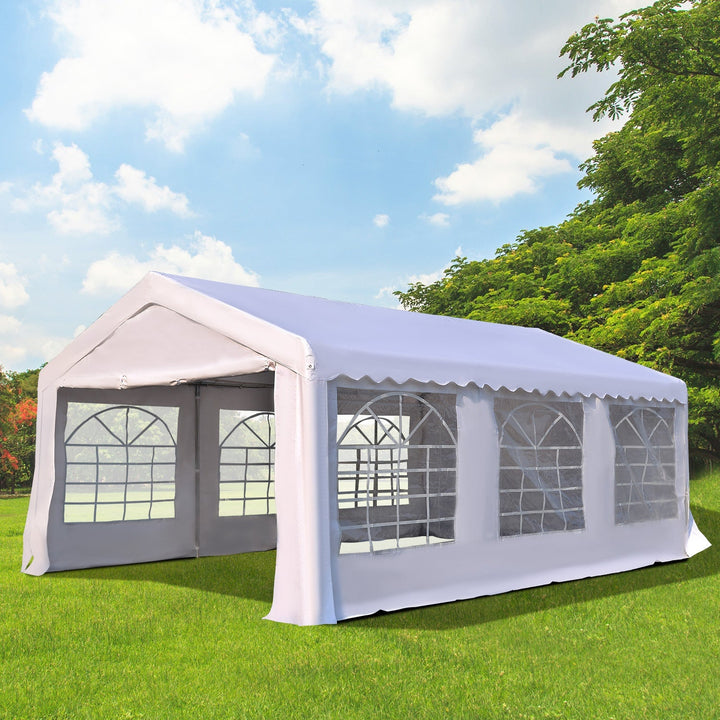 Pérgola para Jardim 6x4x2,8m de Tela de PE Aço Branco