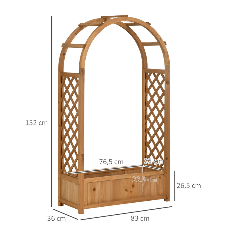 Floreira com Treliça em Forma de Arco Caixa de Plantio com Suporte para Plantas Trepadeiras Flores para Varanda Jardim 83x36x153cm Madeira