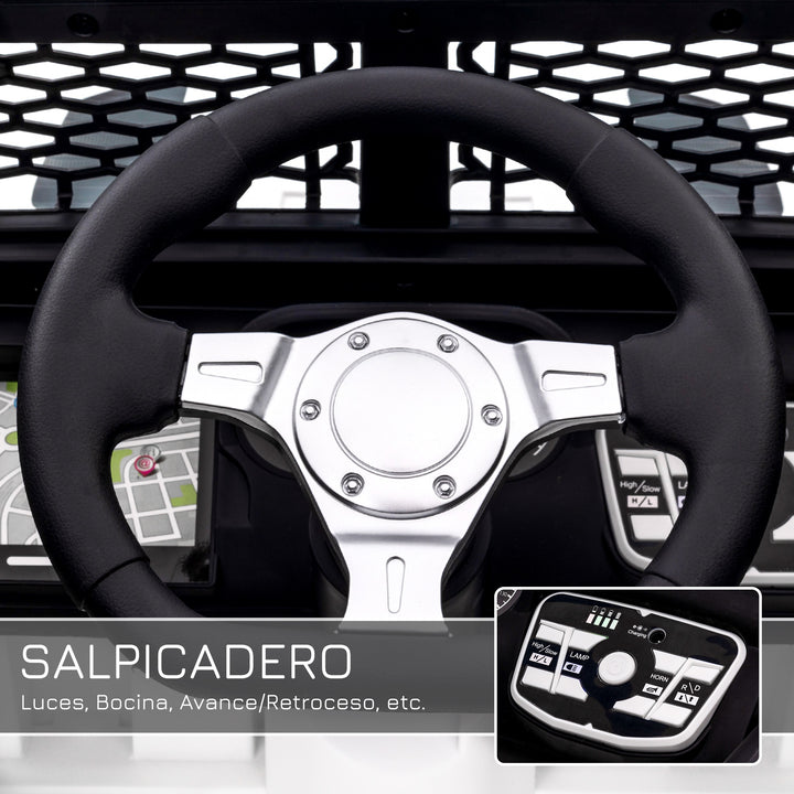 Carro Elétrico para Crianças acima de 3 anos Carro de Bateria 12V com 2 Motores Controle Remoto 2.4G Luzes Buzina Velocidade Ajustável Carga Máxima 30kg 100x65x72cm Branco