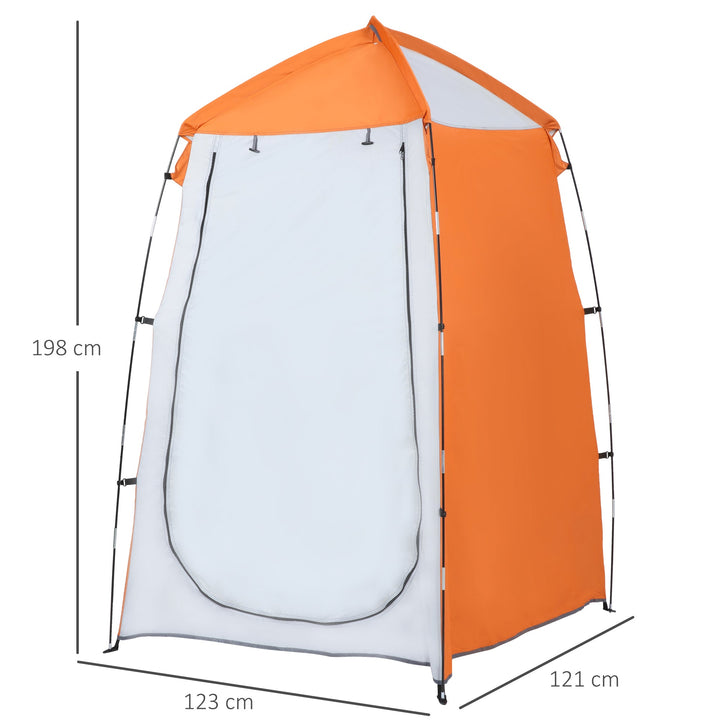 Tenda de Duche Campismo Portátil UV+25 Tenda de Privacidade para Casa de Banho Trocador com Janela Bolso e Bolsa de Transporte 123x121x98cm Laranja
