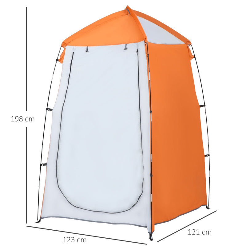 Tenda de Duche Campismo Portátil UV+25 Tenda de Privacidade para Casa de Banho Trocador com Janela Bolso e Bolsa de Transporte 123x121x98cm Laranja