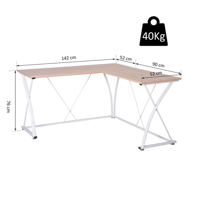 Secretaria Mesa de computador Mesa de canto em casa L Mesa 142x142x76cm Estrutura de aço