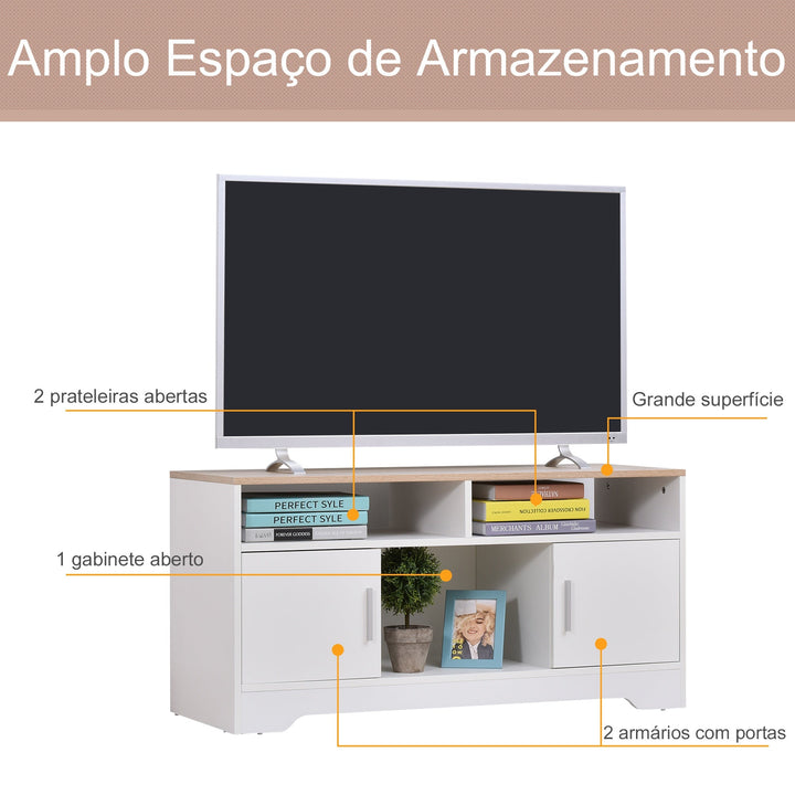 Móvel de Televisão Grande Espaço de Armazenamento Prateleiras Abertas 105x40x52 cm Branco