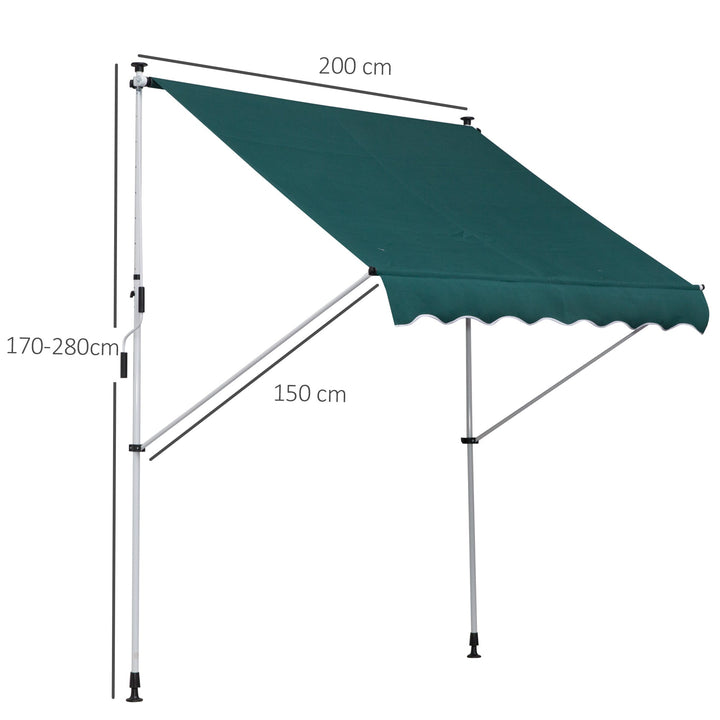 Toldo Ajustável para Portas ou Janelas Pernas Telescópicas 200x150cm Verde