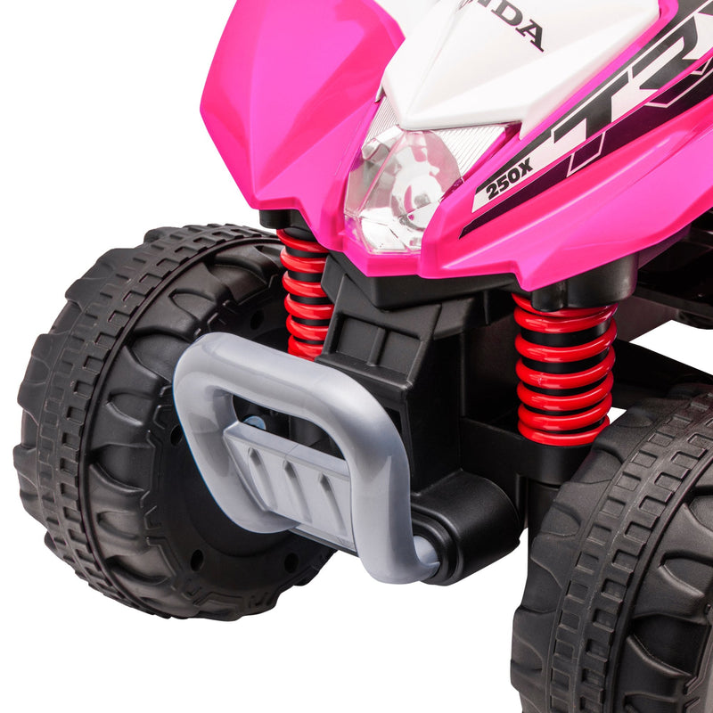 Quadriciclo Elétrico HONDA para Crianças de 18-36 Meses Quadriciclo Elétrico Infantil a Bateria 6V com Faróis LED Buzina Velocidade de 2,8km/h e Avance 65,5x35,5x43,5cm Rosa