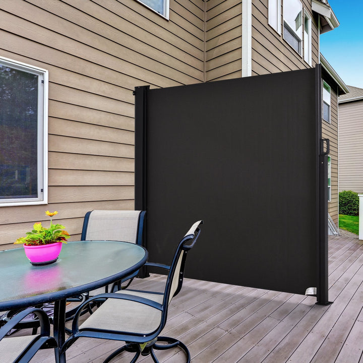 Toldo Lateral Retrátil para Terraço de Jardim ou Pátio Poliéster 350x180cm Cinza Escuro