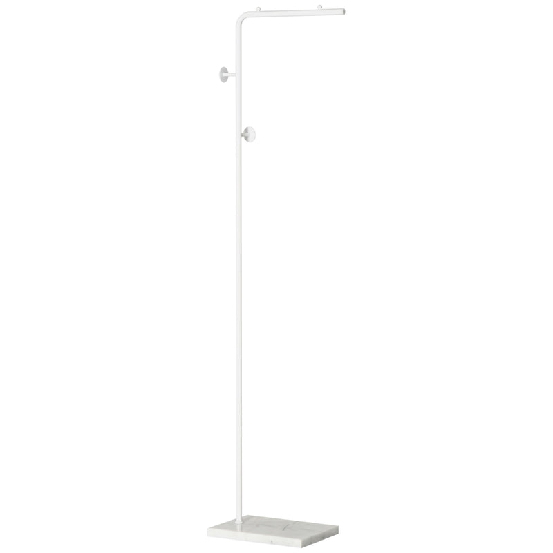 HOMCOM Cabide de Pé com Suporte para Guarda Chuvas Cabide de Pé para Roupas  de Metal com 12 Ganchos Ø34x177 cm Branco