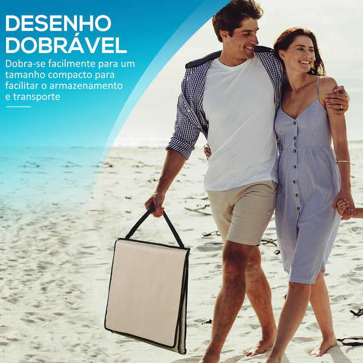 Conjunto de 2 Esteiras de Praia Dobrável Esteiras Acolchoadas com Encosto Reclinável e Bolsa de Transporte para Jardim Campismo 142x51x40 cm Bege