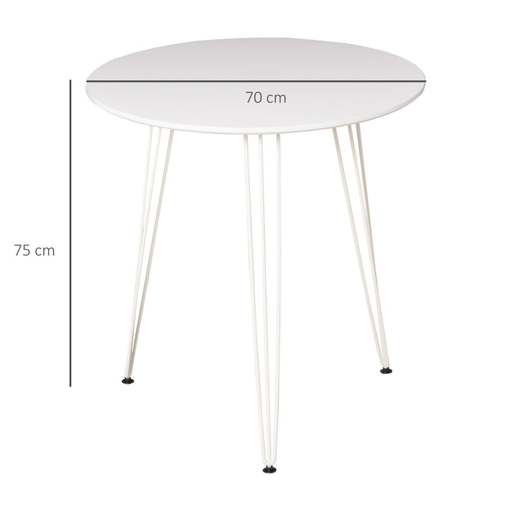 Mesa de Sala de Jantar Redonda com Pés em Forma de Garfo Metálicos Estilo Moderno para Cozinha Sala de Estar Cafeteria Ø70x75cm Branco