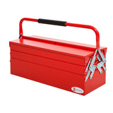 Caixa de Ferramentas de Aço Dobrável Portátil com 5 compartimentos com Alça de Transporte para Oficina Bricolagem 57x21x41cm Vermelho