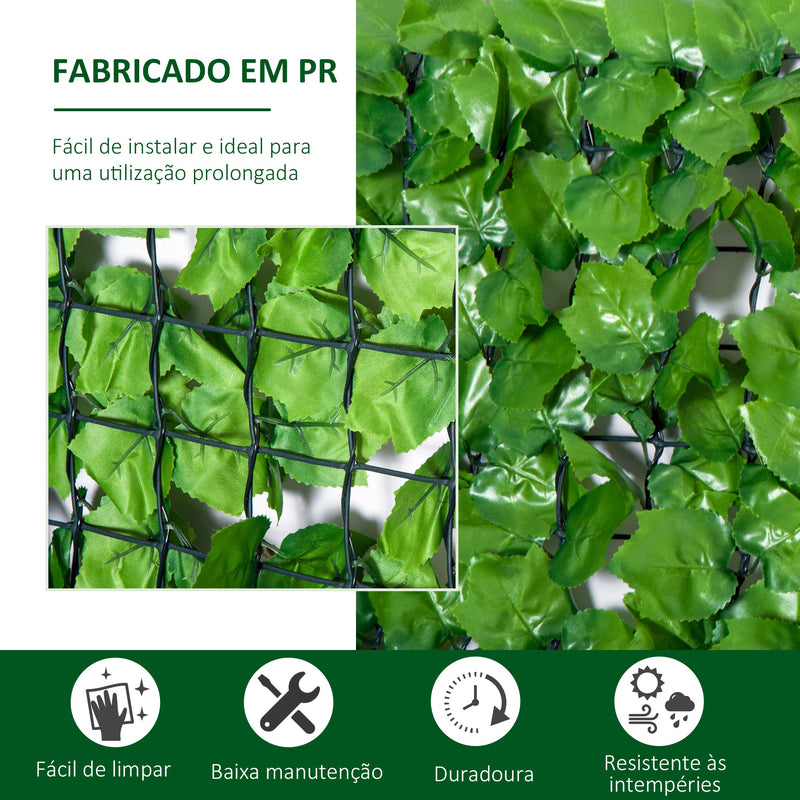 Vedação Artificial em Rolo 3x1,5m Vedação de Privacidade para Balcão Jardim Exterior Planta Decorativa de Parede PE Verde