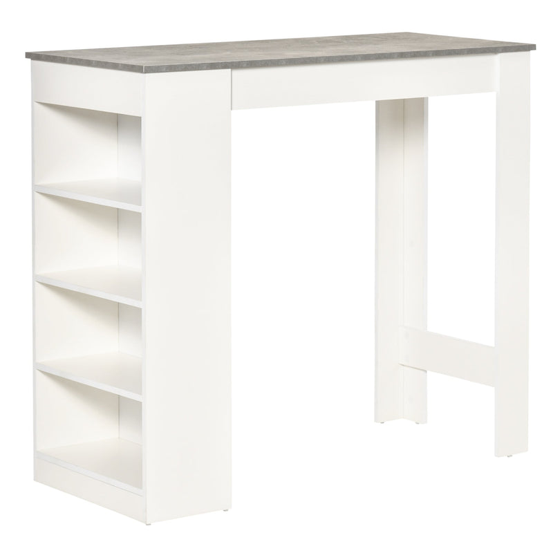 Mesa de Bar Mesa Alta Tipo Bistrô de Cozinha com Prateleiras Estilo Moderno de Melamina para Sala de Jantar Sala de Estar 115x50x102,7cm Branco e Cinza