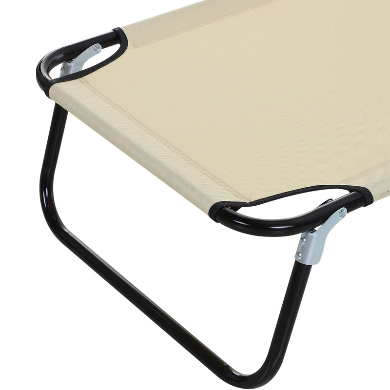 Espreguiçadeira dobrável reclinável com ângulo ajustável de 3 posições para exterior carga 120 kg 190x56x28 cm Creme