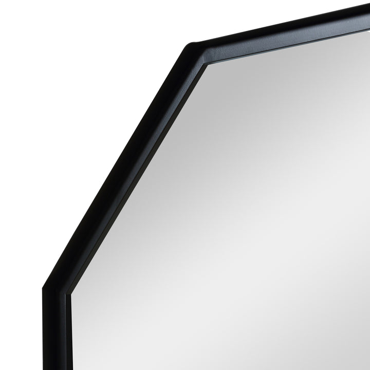 Espelho Decorativo de Parede 61x61cm Espelho Octógono com Prateleira de Armazenamento para Sala de Estar Dormitório Entrada Preto