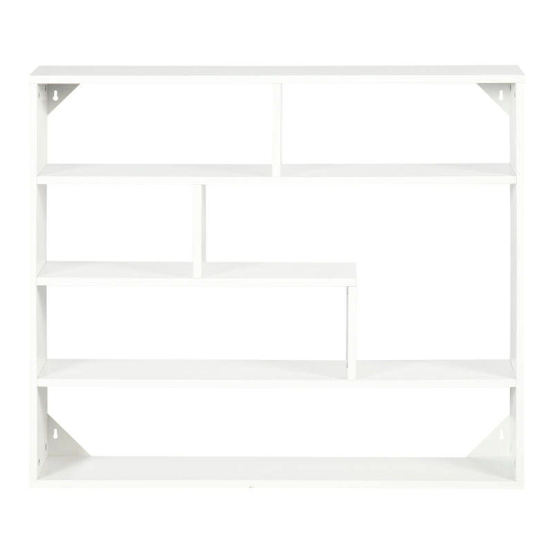 Estante de Parede de 4 Níveis com 7 Compartimentos Abertos para Sala de Estar Dormitório Escritório Estilo Moderno 94x19,5x80cm Branco