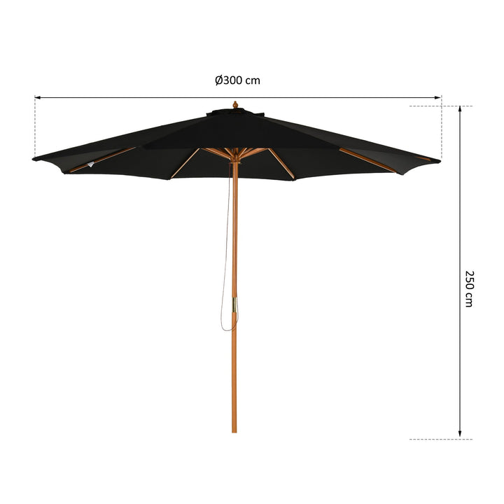 Guarda-sol para cafeteria e jardim ajustáveis e fáceis de transportar F300x250 cm Preto