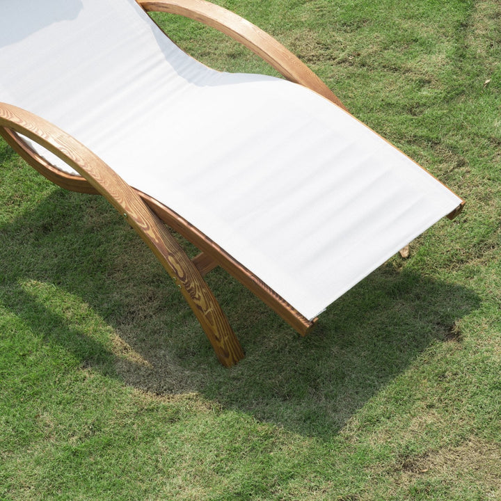 Espreguiçadeira para jardim terraço e piscina - cor branca - madeira -165x72x70cm