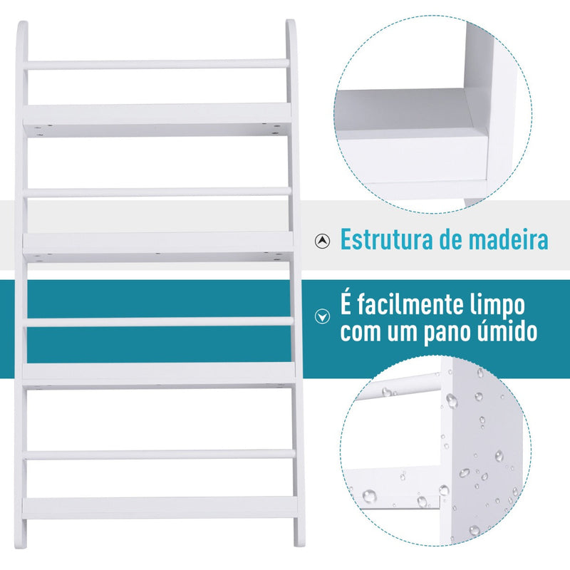 Estantes de Livros de Parede com 4 prateleiras Estante infantil para escritório Carga 30 kg 25 livros 59x12x113cm Branco