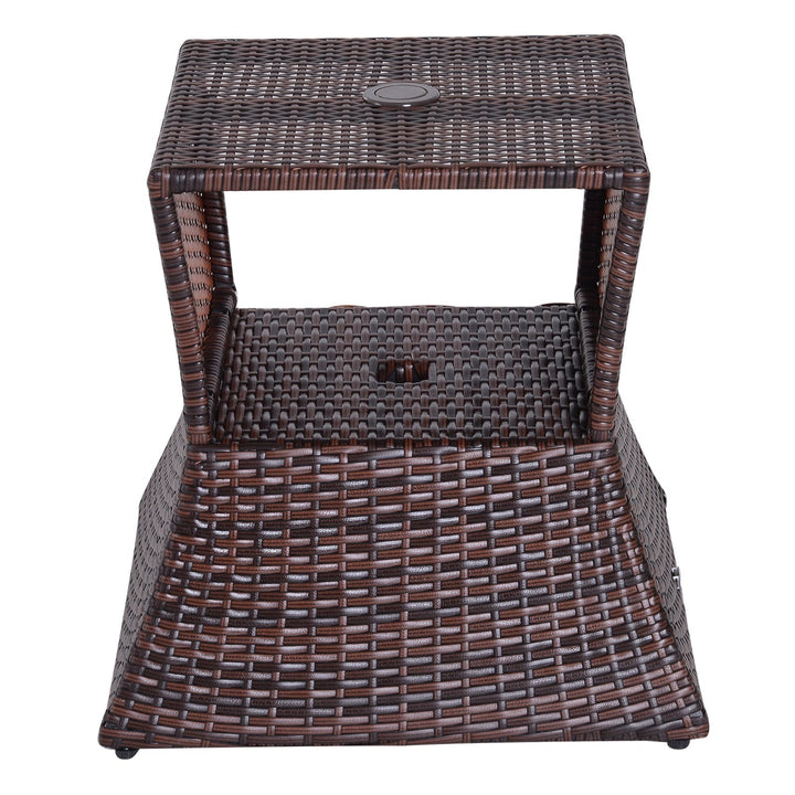 Mesa de Centro Vime com Buraco para Guarda-sol Mesita de Café Chá Mesa Auxiliar para Exterior Varanda Pátio 54x54x55cm