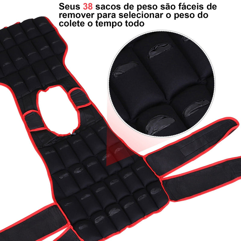 Colete de treinamento Máximo de 15 kg Velcro Cinto duplo