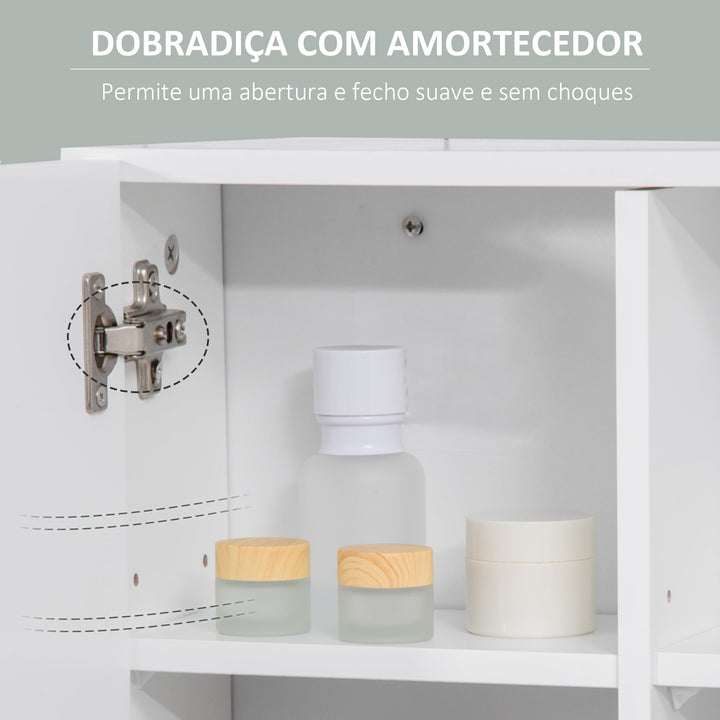 Armário Casa de Banho com Espelho Móvel Suspenso de Casa de Banho com 2 Portas e 2 Prateleiras Interiores Ajustáveis 54x15,2x55,3cm Branco
