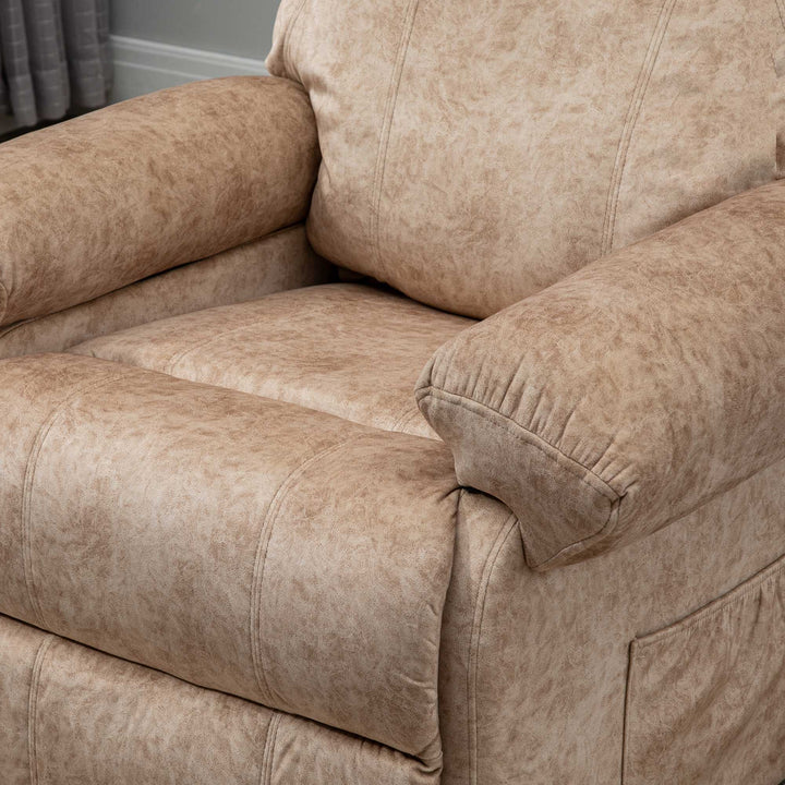 Poltrona Relax Reclinável Poltrona para Sala de Estar com Apoio para os Pés Retrátil Encosto Alto Bolso Lateral Acolchoado Grosso 96x91x108cm Bege