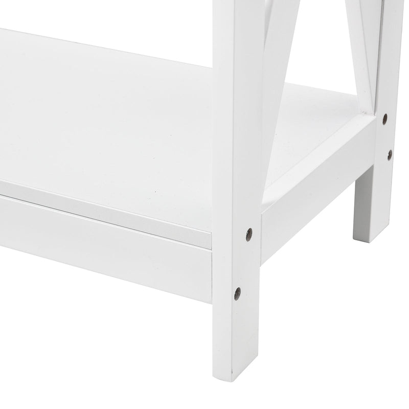 Mesa consola branca com prateleira 1 gaveta Armário com prateleira inferior 100x30x81cm Branco