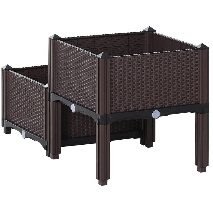 Conjunto 2 plantadores quadrados com furos de drenagem de água 40x40x26 / 44cm