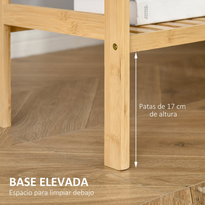 Estante de Bambú de 4 Níveis Móvel Organizador Multifuncional para Casa de Banho Cozinha Sala de Estar com Dispositivo Anti-Rolamento 62x33x112cn Natural