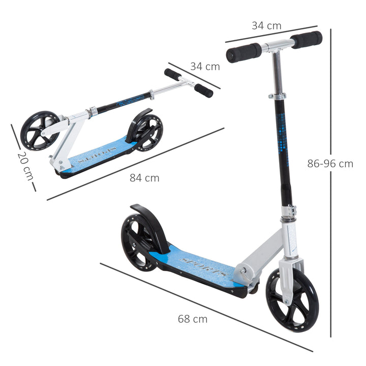 Trotinete para Crianças Scooter Dobrável Guiador Regulável Quadro Alumínio Leve e Estável Carga 100kg Branca - 68x34x60-73,5cm