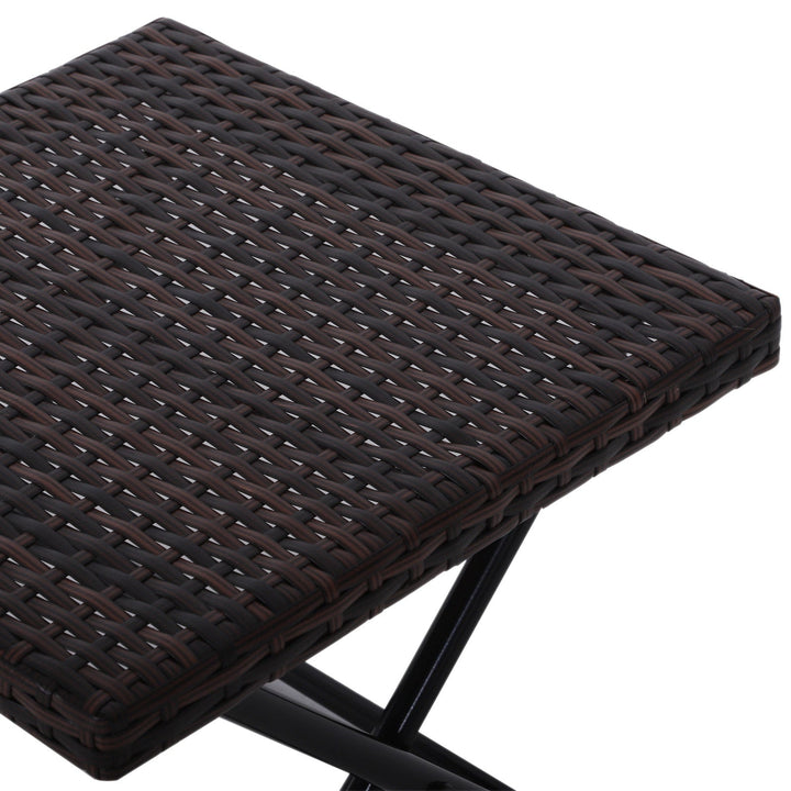 Mesa dobrável para jardim em vime e aço inoxidável com pernas cruzadas 40x40x40 cm marrom