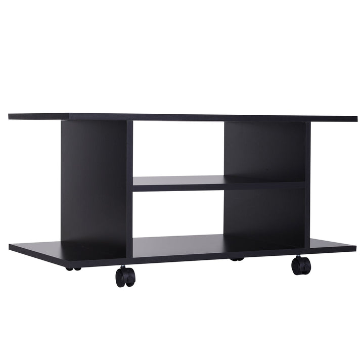 Móvel de Televisão com prateleiras e rodas para sala de estar 40x40x80 cm Preto