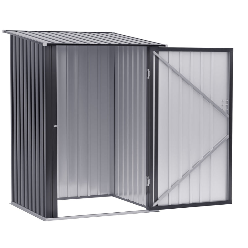 Abrigo de Jardim 0,92 m² 100x103x160cm Abrigo Exterior de Aço Galvanizado com Porta Fechadura e Teto Inclinado para Armazenamento de Ferramentas Cinza Escuro