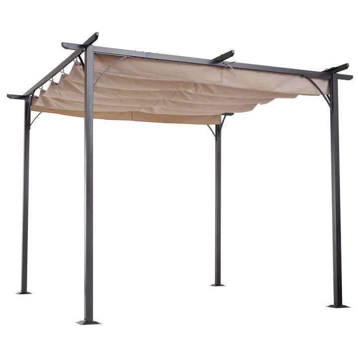 Pérgola para Jardim 3x3m com Telhado Retrátil Tecido de Poliéster Resistente à Água e UV