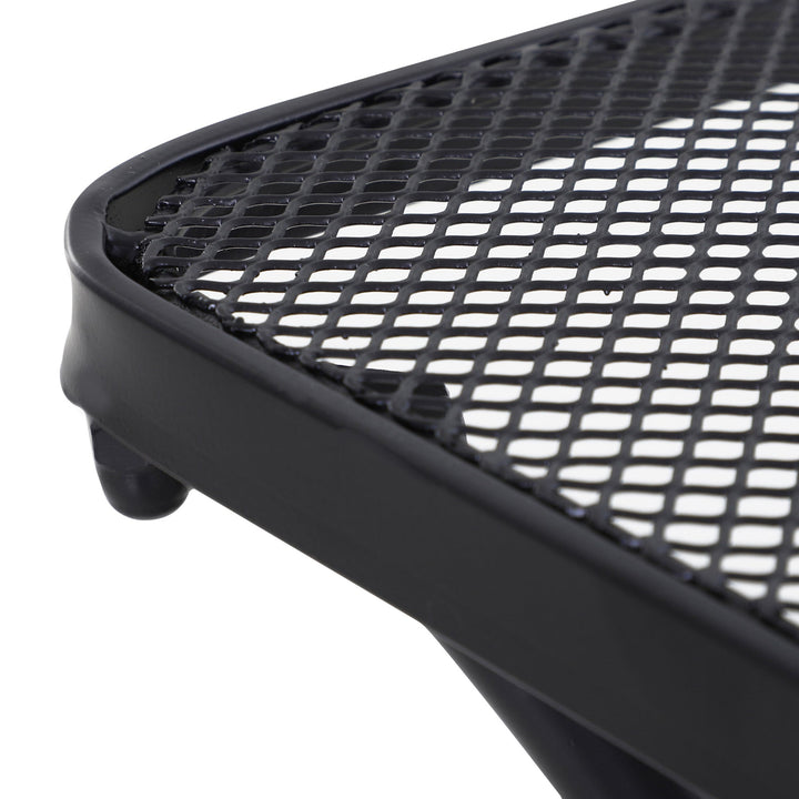 Mesa de Jardim Quadrada Mesa Auxiliar Exterior com Estrutura de Metal para Pátio Terraço Varanda Carga 30kg 45x45x50cm Preto