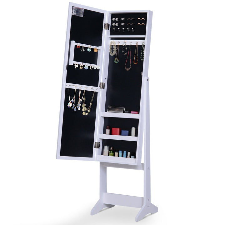 Guarda-Joias de Pé, com Espelho, Armário para Joias 16 Luzes LED Reclinável 36x30x136cm Branco