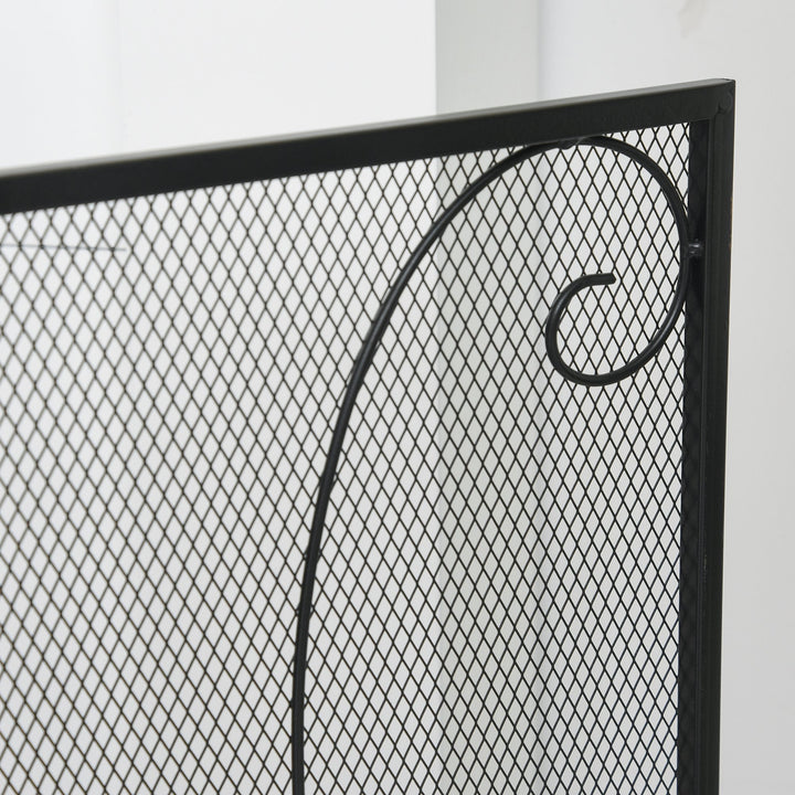 Tela de lareira dobrável com 3 painéis e dobradiças 132,5x76,5 cm preta