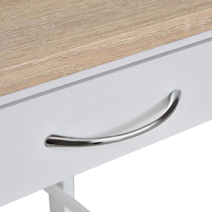 Carrinho de Cozinha com 4 Níveis com Rodas Prateleira Gaveta Bandeja 37x37x76 cm Branco