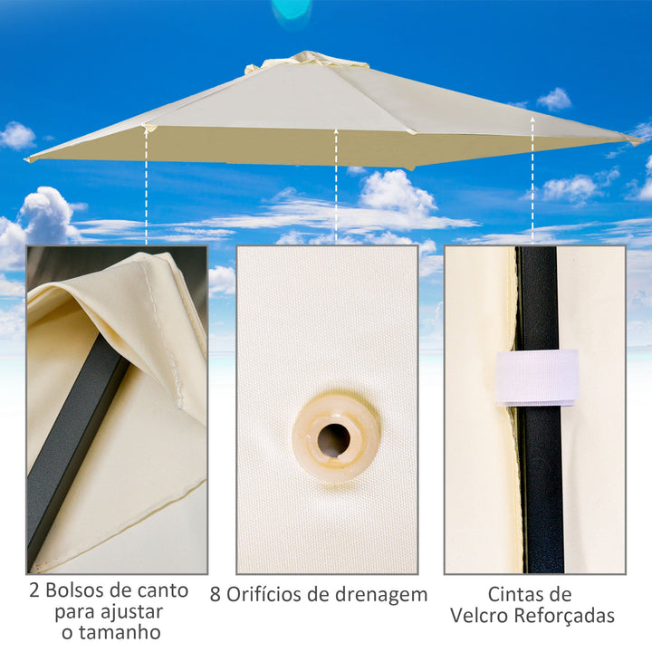 Cobertura de Substituição de 3x3m para Pérgola de Jardim com 8 Orifícios de Drenagem e Ventilação Bege