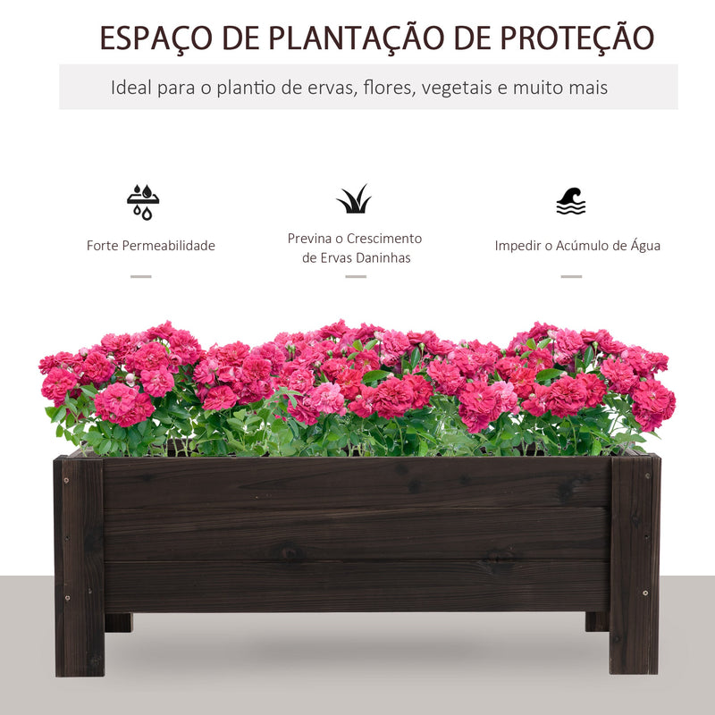 Floreira de madeira Canteiro de flores de jardim retangular com pernas Para Flores Plantas 100x36,5x36 cm Castanho