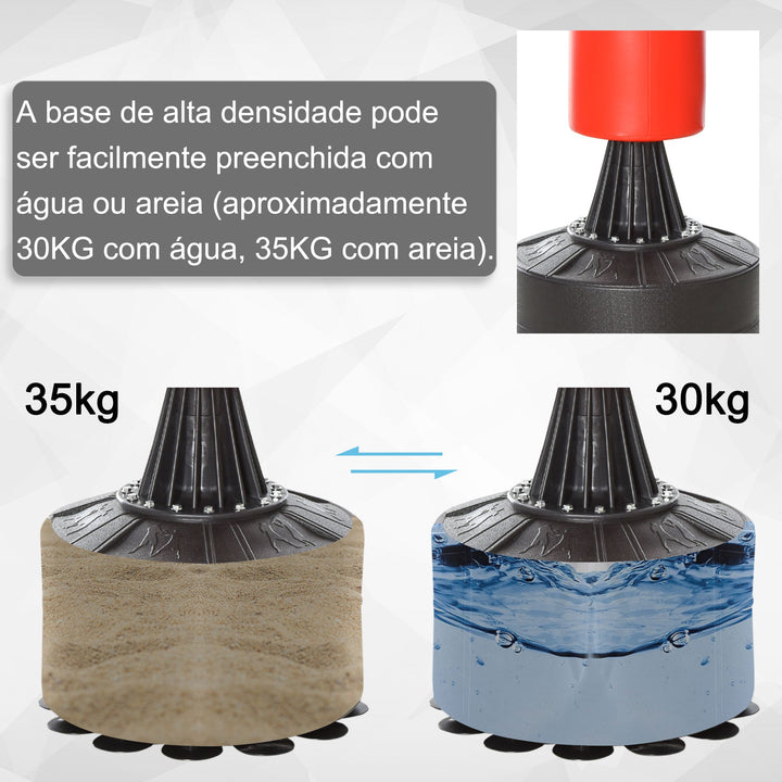 Saco de perfuração em pé com barra giratória e Bola de punção 360 ° para adultos e crianças 88x48x155-205 cm Preto e vermelho