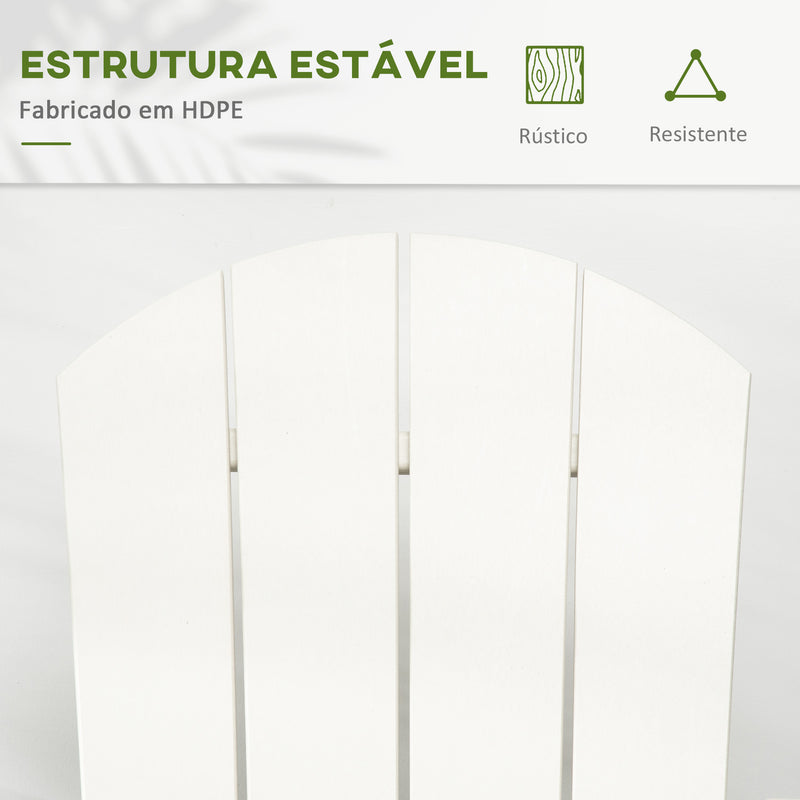 Cadeira Adirondack Baloiço de Jardim Baloiço para Exterior Estilo Adirondack de HDPE para Varanda Pátio Carga Máxima 120kg 73,5x93x91,5cm Branco