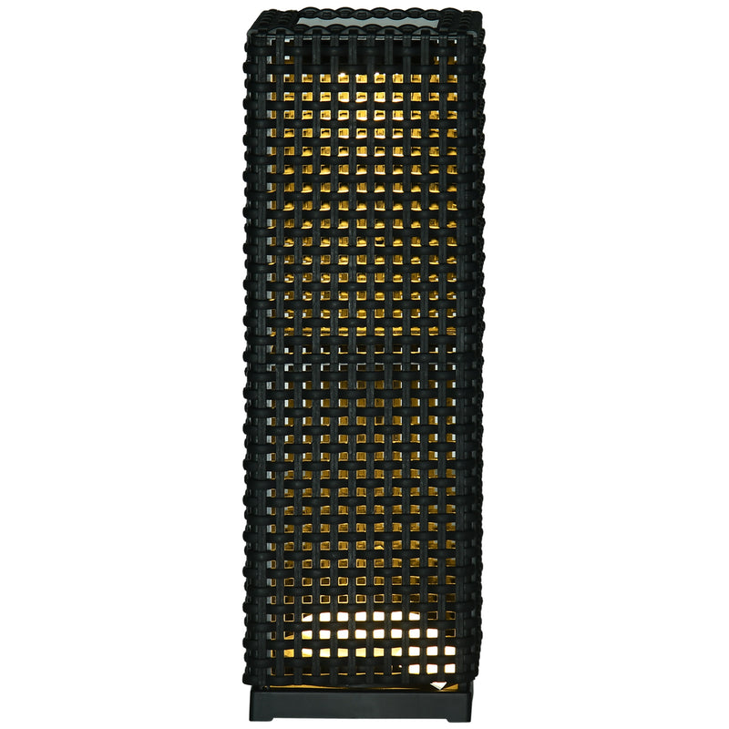 Candeeiro de Jardim Candeeiro Solar de Exterior com Luzes LED Controlo Automático para Varanda Pátio 15,5x15,5x47cm Preto