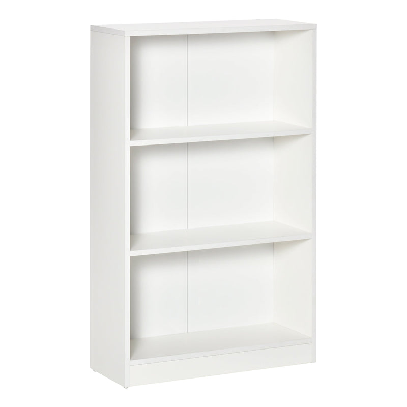 Estante para Livros com 3 Compartimentos de Armazenamento Livros Plantas para Sala de Estar Estúdio Dormitório 62,2x24x102,4cm Branco