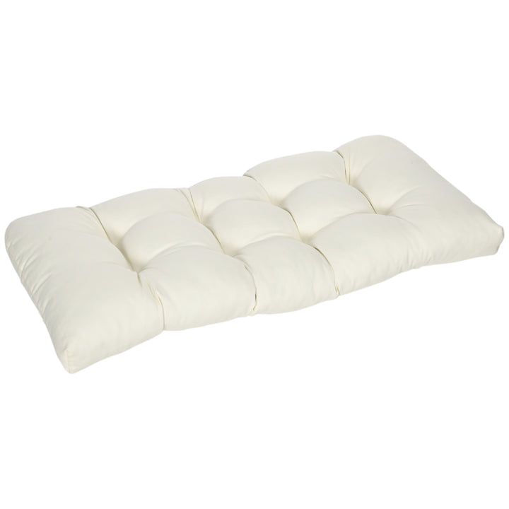 Almofada para Bancos de 2 Lugares 110x48x8cm Almofada Retangular para Interiores e Exteriores Lavável com Costura Elegante e Confortável para Bancos Sofás Creme