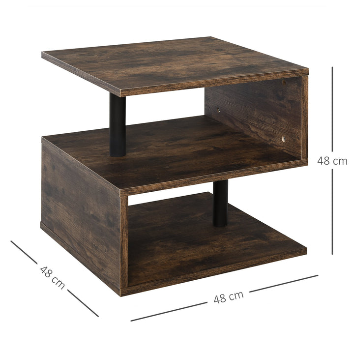 Mesa de centro em forma de S de estilo industrial vintage com 3 níveis 48x48x48 cm
