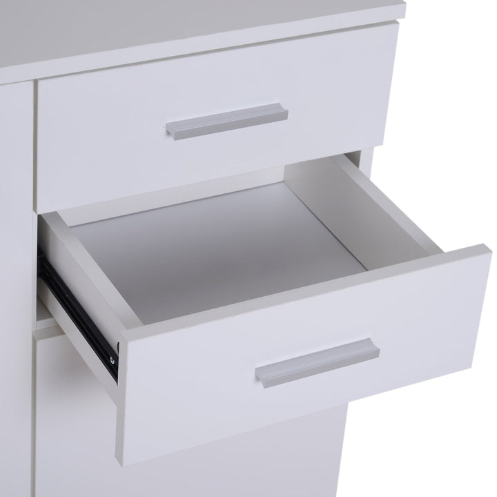 Armário Aparador amplo espaço de Armazenamento para sala de jantar com portas e gavetas 106x35x76cm Branco